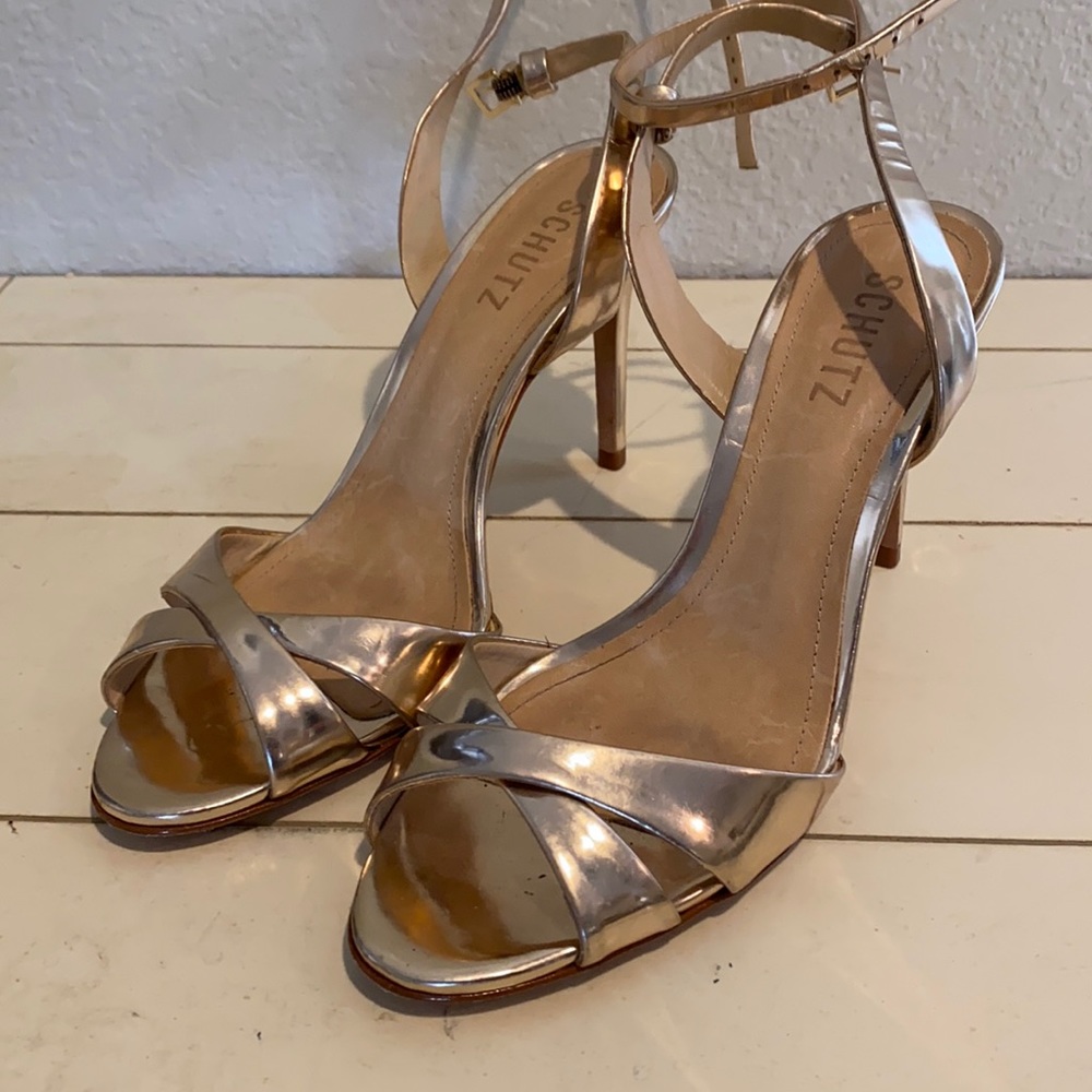 Schutz gold strappy heels